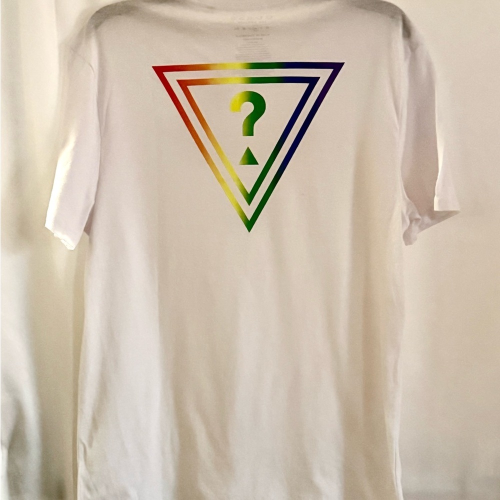Guess White Short Sleeve Tee with Multicolor Logo - Picture 2 of 3